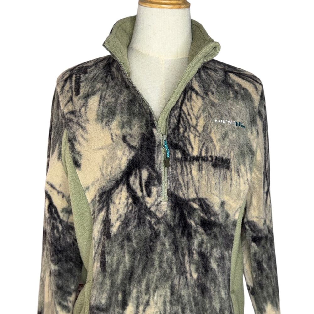 Cabela's Women's Camo Fleece Quarter Zip Pullover Sweater Size Medium Outdoors - Picture 2 of 12